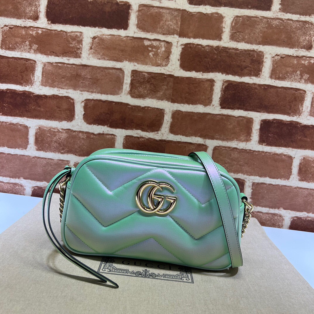 구찌 마몽 스몰 마틀라세 숄더백 그린 447632