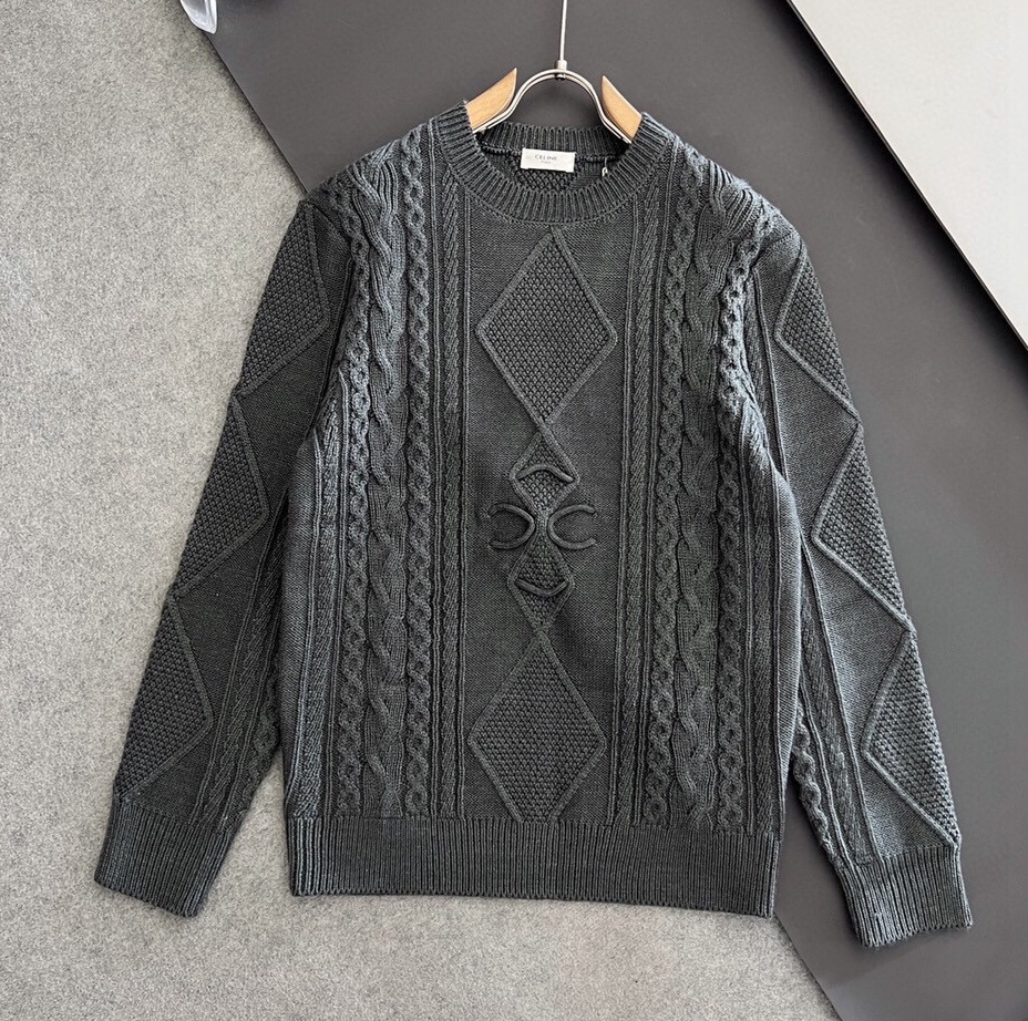 셀린느 2025 남성용 울혼방 풀오버 CN074 YB