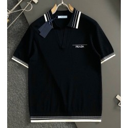 프라다 2025 남성용 니트 반팔티 PD1210 YB