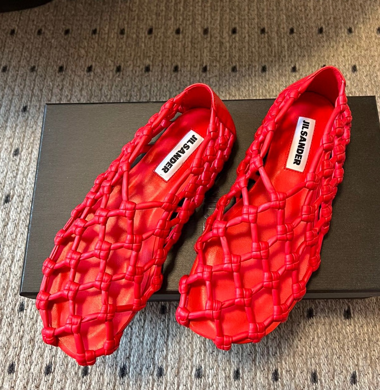 질샌더 2025 여성용 레더 메쉬 플랫 WA5363 DN