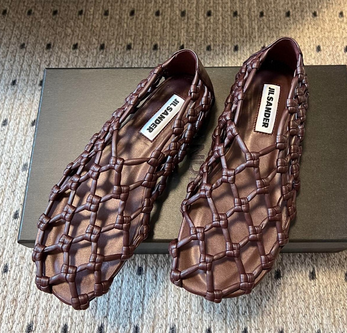 질샌더 2025 여성용 레더 메쉬 플랫 WA5365 DN