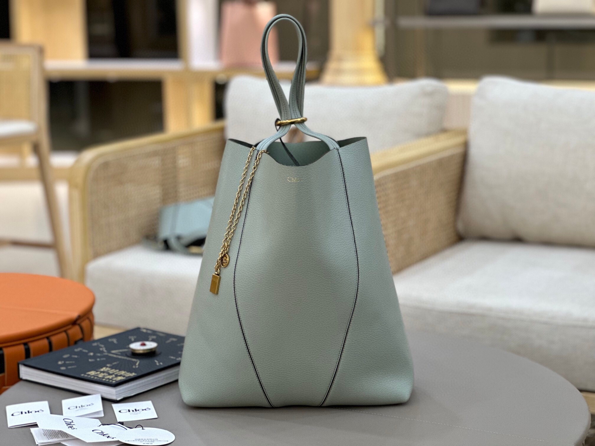 끌로에 그레인드 가죽  Chloé Spin 토트백 그린 3개 사이즈