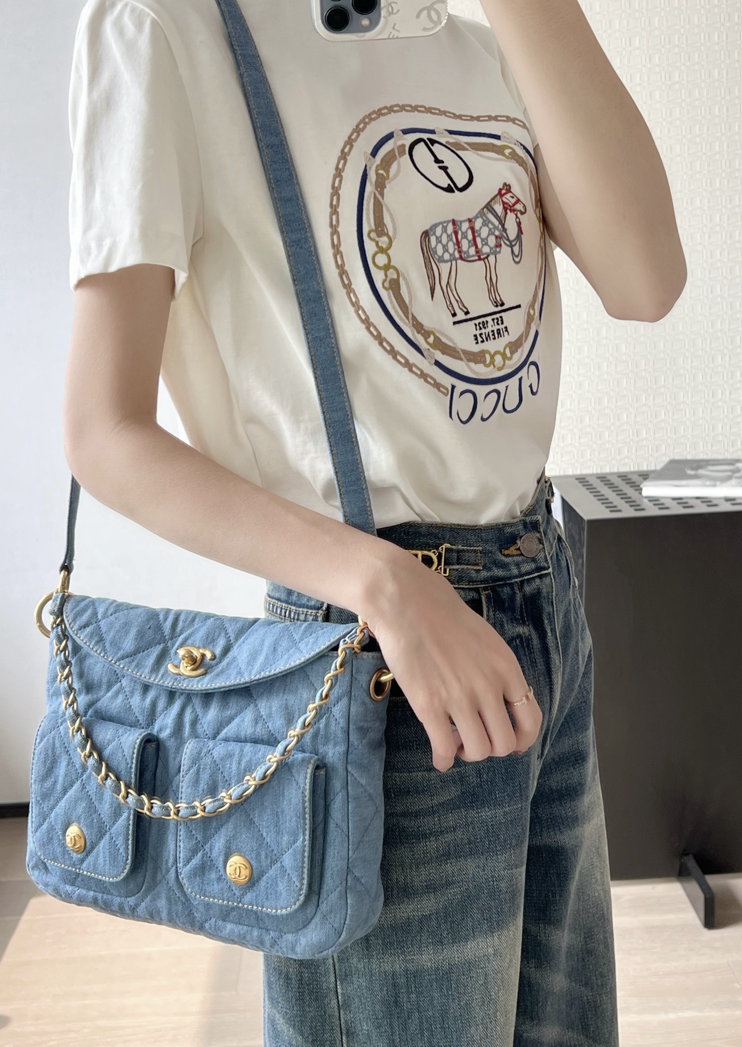 [홍콩명품.CHANEL] 샤넬 더블 포켓 호보 백  GD