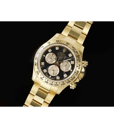 ROLEX 로렉스 롤렉스 데이토나 126508 크로노 옐로우골드 블랙/옐로우 다이아몬드 다이얼, 메탈밴드