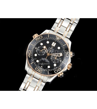 [홍콩명품시계.OMEGA] 오메가 시마스터 300m 크로노 실버/옐로우골드 블랙 다이얼