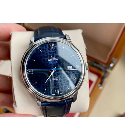 [홍콩명품시계.OMEGA] 오메가 드빌 39.5×9.9MM 424.10.40 검판 블루 다이얼, 가죽 밴드