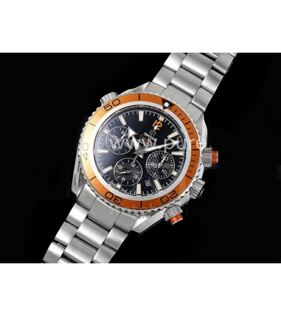 [홍콩명품시계.OMEGA] 오메가 시마스터 크로노 43mm 오렌지 베젤 블랙 다이얼 메탈스트랩