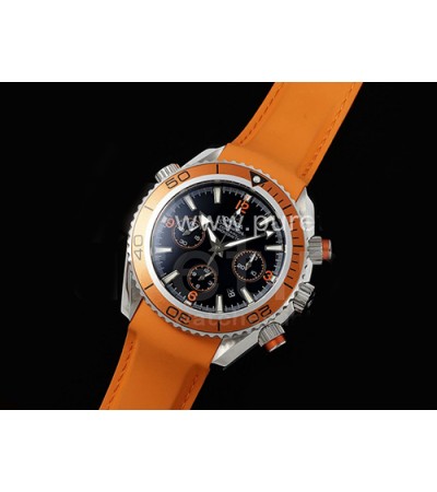 [홍콩명품시계.OMEGA] 오메가 시마스터 크로노 43mm 오렌지 베젤 블랙 다이얼 고무스트랩