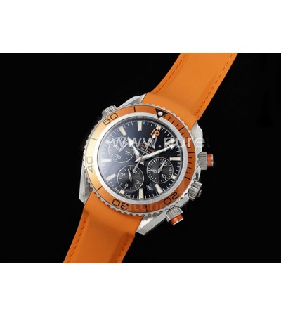 [홍콩명품시계.OMEGA] 오메가 시마스터 크로노 43mm 오렌지 베젤 블랙 다이얼 고무스트랩