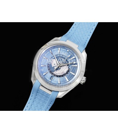 [홍콩명품시계.OMEGA] 오메가 아쿠아테라 GMT 월드타이머 43mm 썸머 블루 다이얼