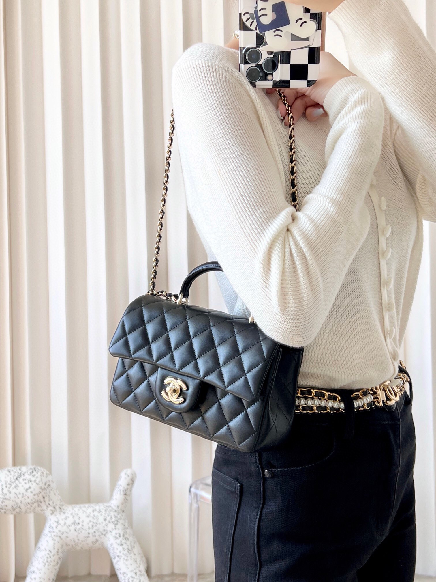 [홍콩명품.CHANEL] 샤넬 금장 메탈 뉴미니 탑핸들 블랩백