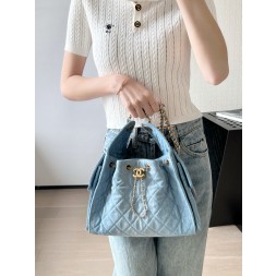 [홍콩명품.CHANEL]샤넬 25 스몰 핸드백 워시드 데님 & 골드 메탈  블루