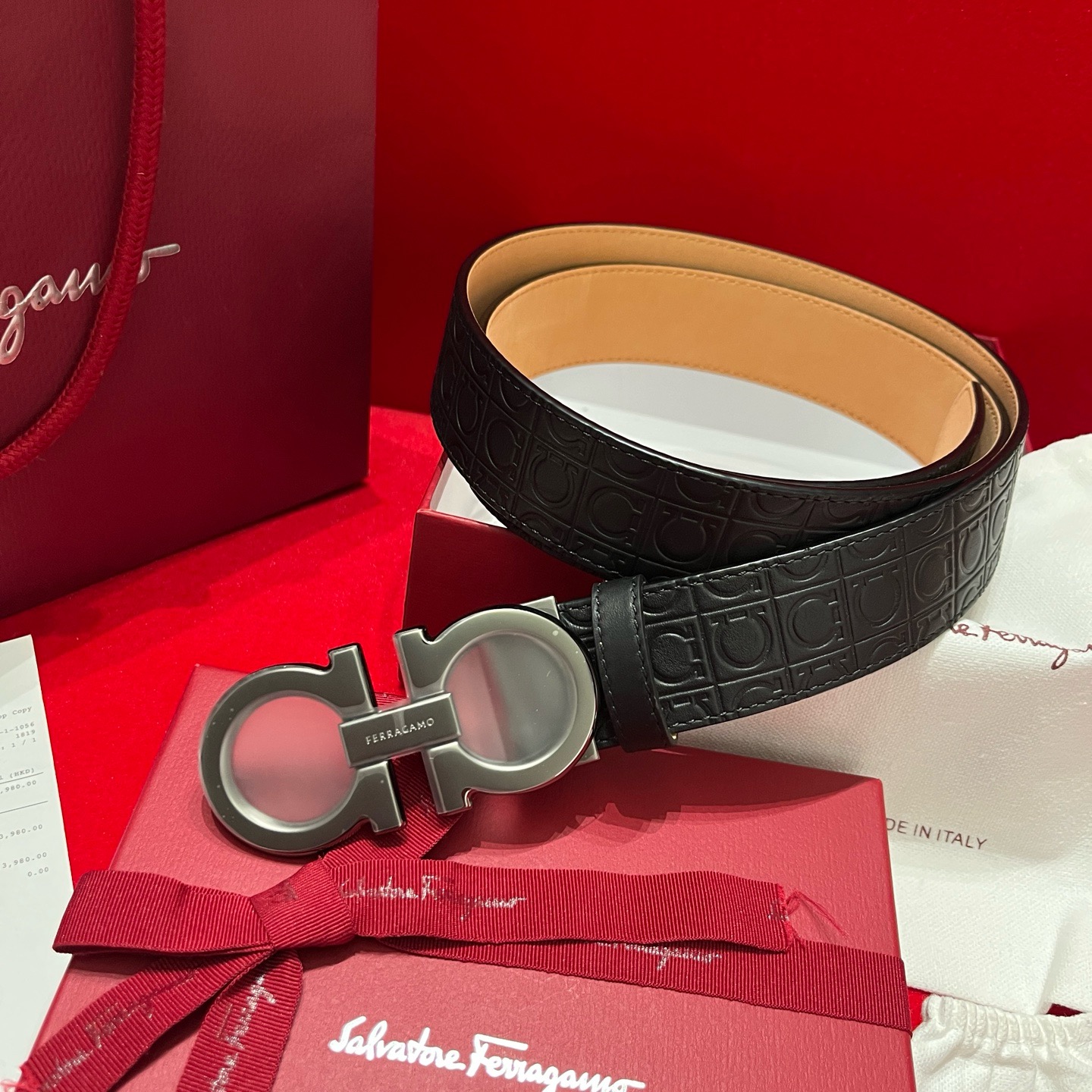 [홍콩명품.FERRAGAMO] 페라가모 2026 남성용 가죽벨트 3.8 CM FG001